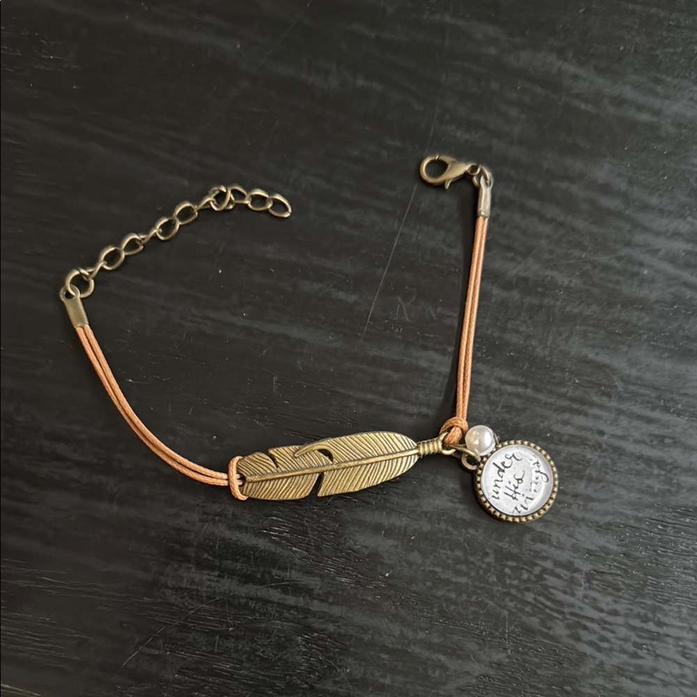 Gold Feather Charm Bracelet